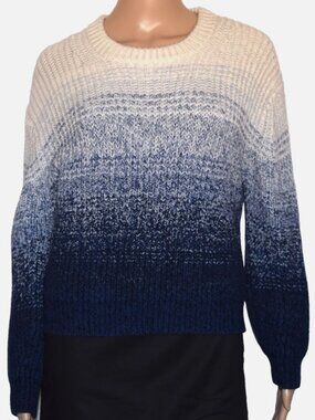 POLO RALPH LAUREN Blue White Color Block Wool Cashmere Sweater Size M